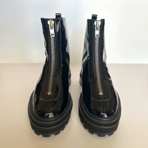 Schutz Maryele Patent Leather Zipper Combat Boots NWOB Size 7